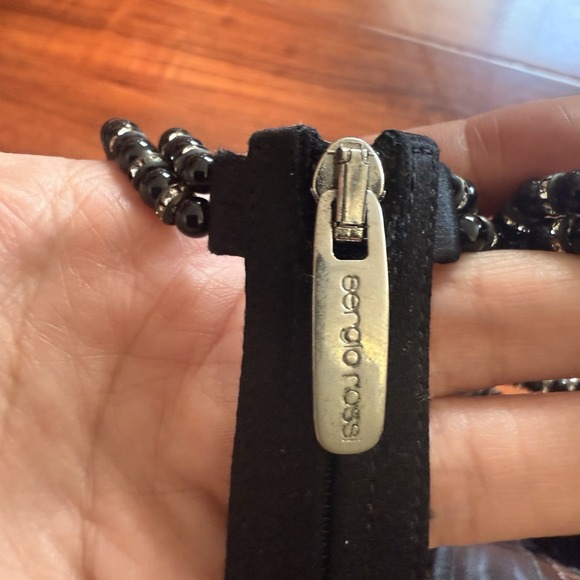 Sergio Rossi Back Satin Pointed Toe Rhinestones Ankle Strap Back Zip Up Sz 38.5 - Picture 12 of 15